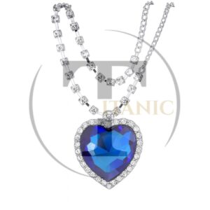 Collier Élégance Océane – Grand Pendentif Cœur Bleu Inspiration Titanic