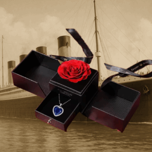 Rose éternelle thème Titanic avec bijoux
