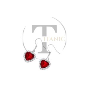 Boucles d’Oreilles Cœur Rouge – Inspiration Titanic avec Pochette Velours