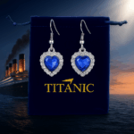 Boucles d’Oreilles Cœur Bleu – Inspiration Titanic avec Pochette Velours