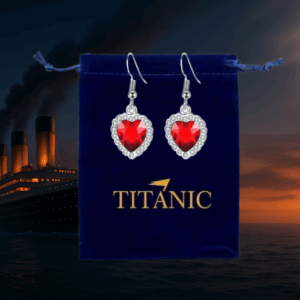 Boucles d’Oreilles Cœur Rouge – Inspiration Titanic avec Pochette Velours