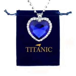 Collier Élégance Océane – Grand Pendentif Cœur Bleu Inspiration Titanic