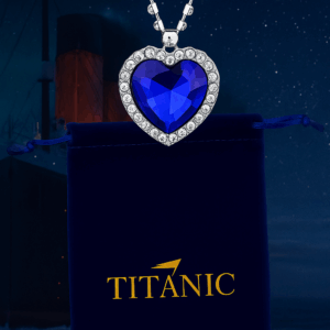 Collier Élégance Océane – Grand Pendentif Cœur Bleu Inspiration Titanic