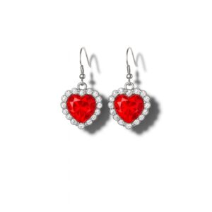 Boucles d’Oreilles Cœur Rouge – Inspiration Titanic avec Pochette Velours