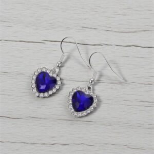 Boucles d’Oreilles Cœur Bleu – Inspiration Titanic avec Pochette Velours