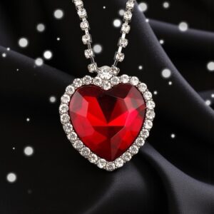 Collier Élégance Océane – Pendentif Cœur Rouge Titanic, Série Limitée à 10 Exemplaires