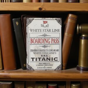 Plaque en métal Titanic – Carte d’Embarquement White Star Line