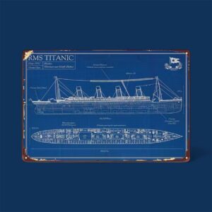 Plaque en métal vintage – plan du navire TITANIC