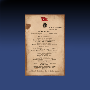Menu du déjeuner – RMS Titanic (Reproduction historique)