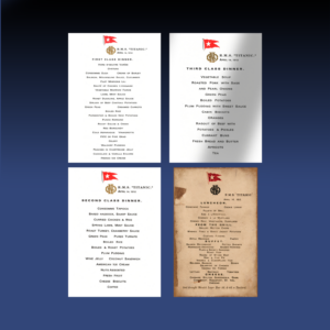 Pack de 4 menus du Titanic – (Reproductions historiques)