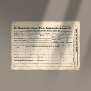 Message Marconi Olympic vers Titanic – (Reproduction historique)